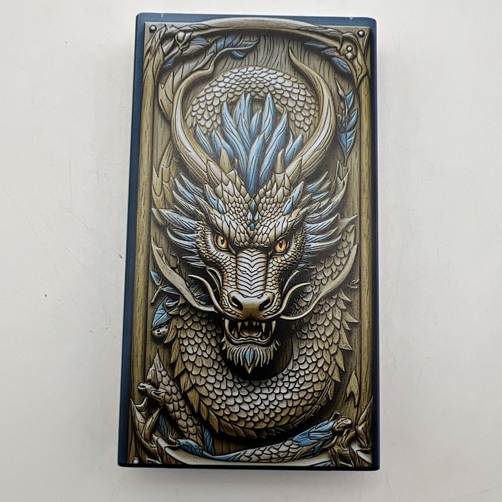 Sliding Metal Cigarette Case Automatic Pop Open Pocket Holder Box Dragon Art